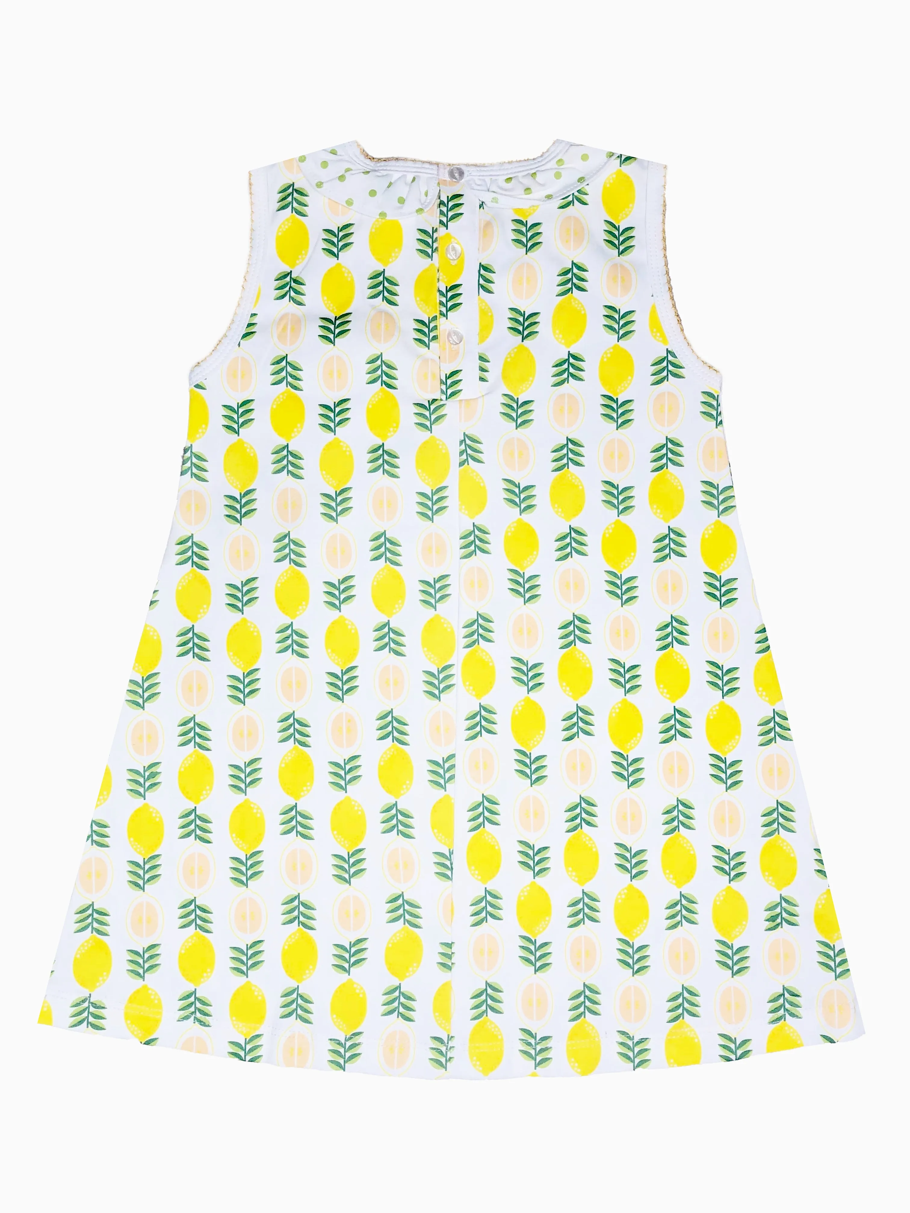 Girl's "Lemonade Stand" pima print A Line dress