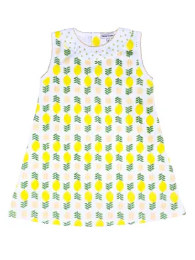 Girl's "Lemonade Stand" pima print A Line dress