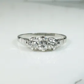 Glittering Art Deco Diamond & Platinum Trilogy Ring