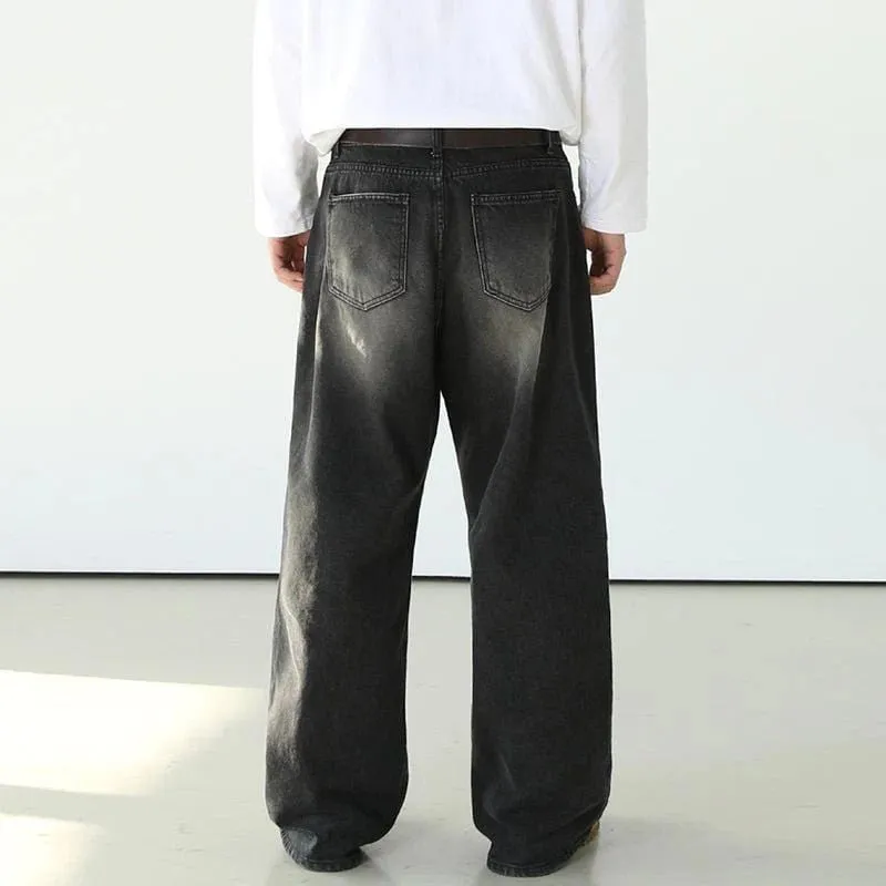 GS No. 97 Washed Black Loose Jeans