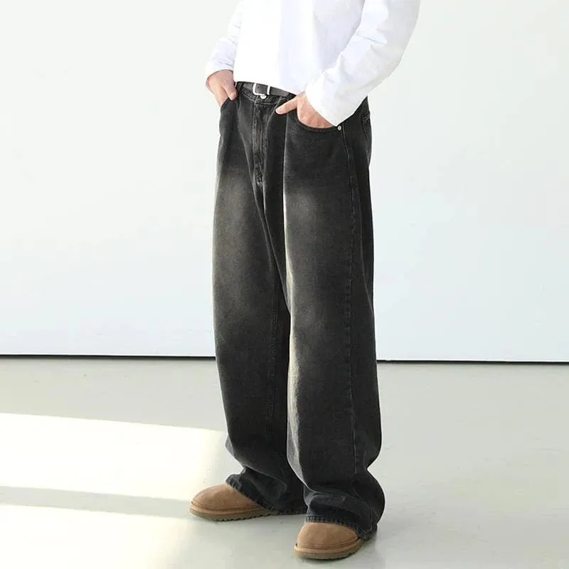 GS No. 97 Washed Black Loose Jeans