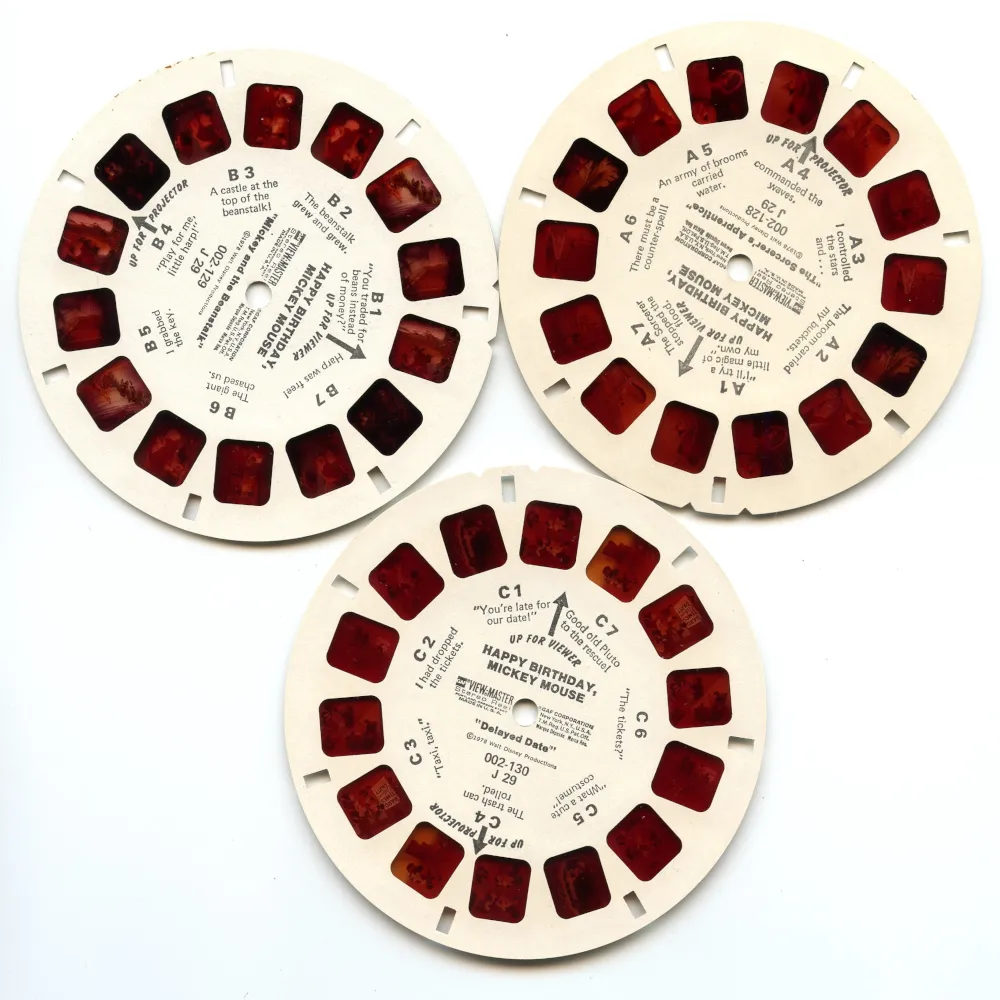 Happy Birthday Mickey Mouse - View-Master - Vintage 3 Reel Packet - 1970s views (ECO -J29-G6NK)