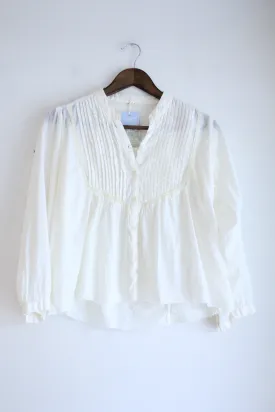 Ivory Pin Tick Vintage Cropped Top