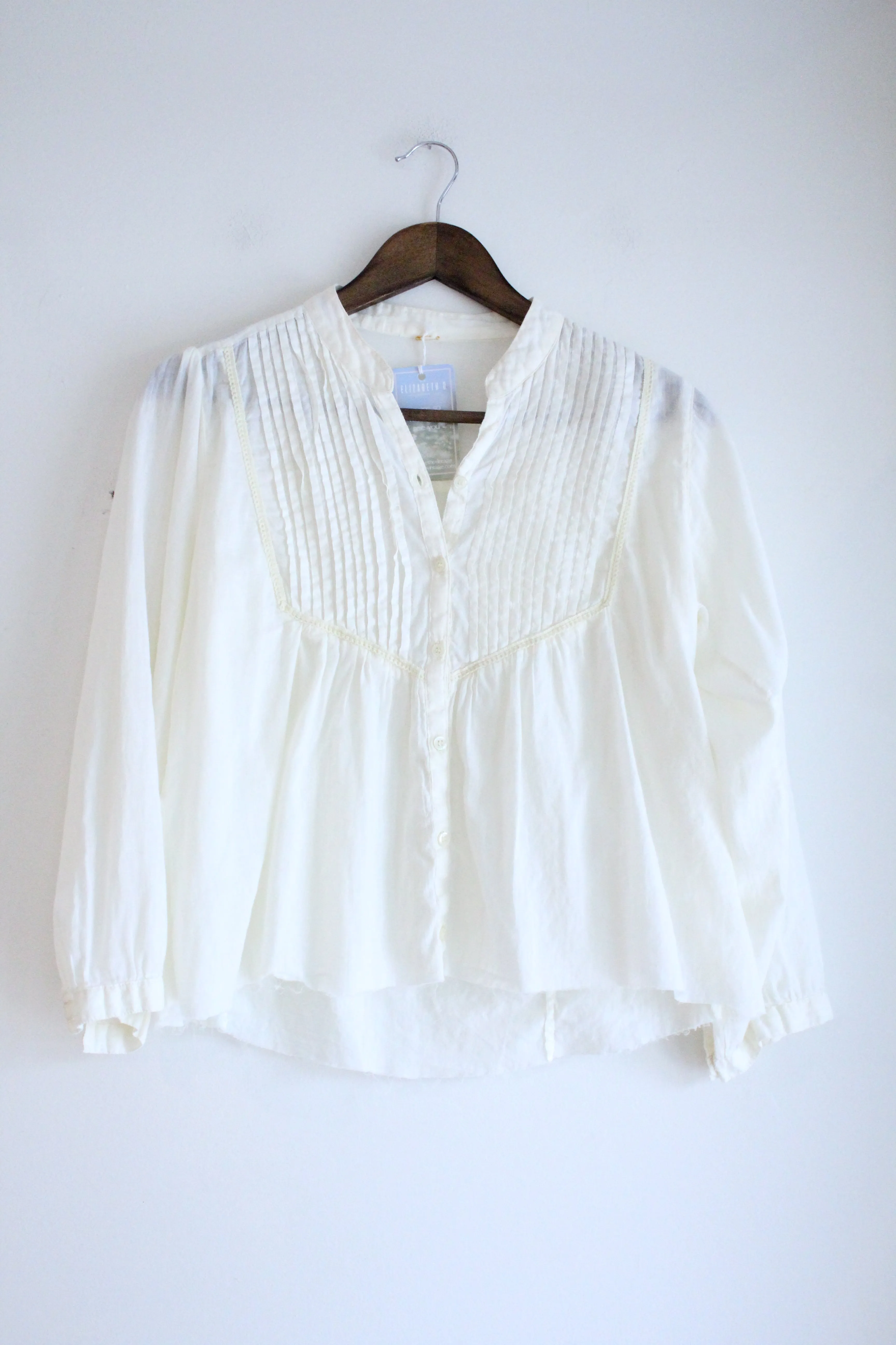 Ivory Pin Tick Vintage Cropped Top