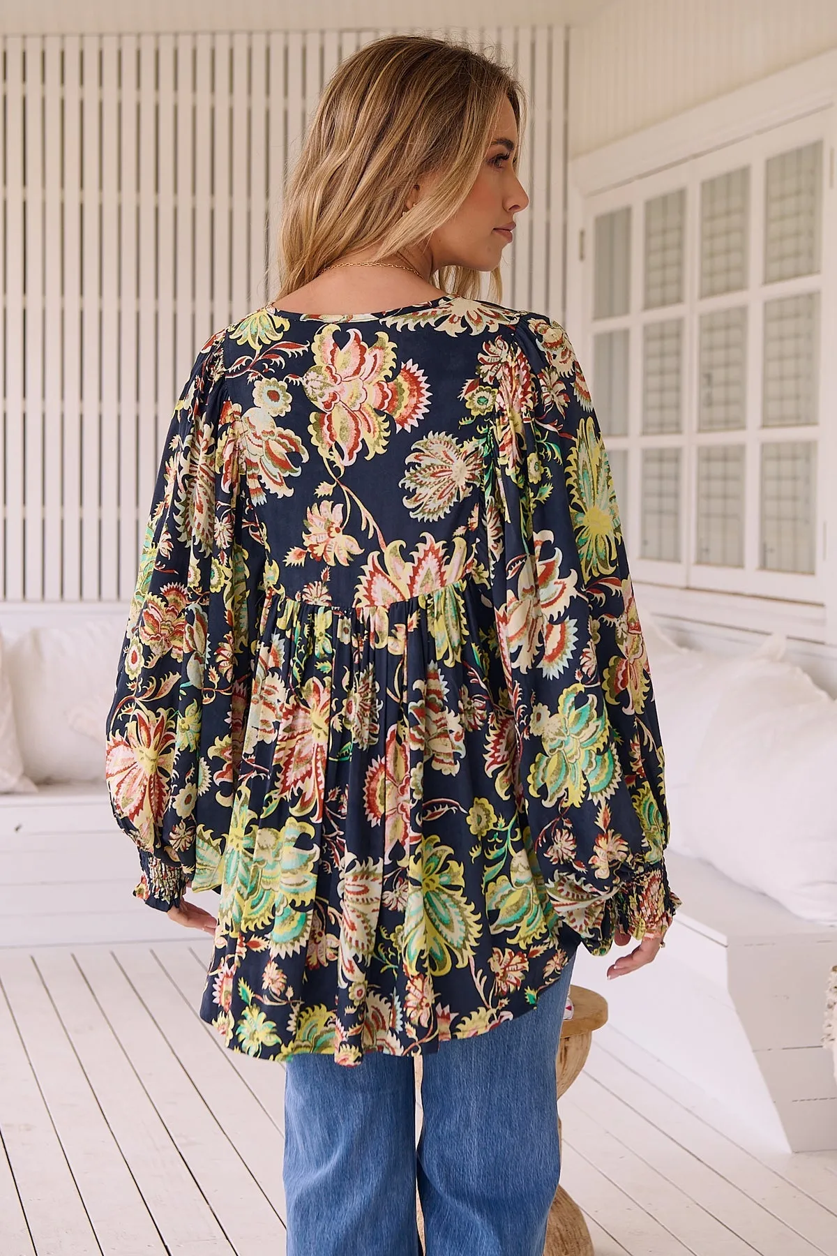 Jaase - Paloma Blouse Tunic Long Billowy Sleeve - Brielle Collection