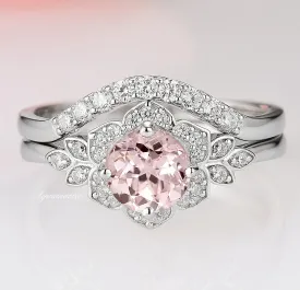 Jasmine Morganite Ring Set- Sterling Silver