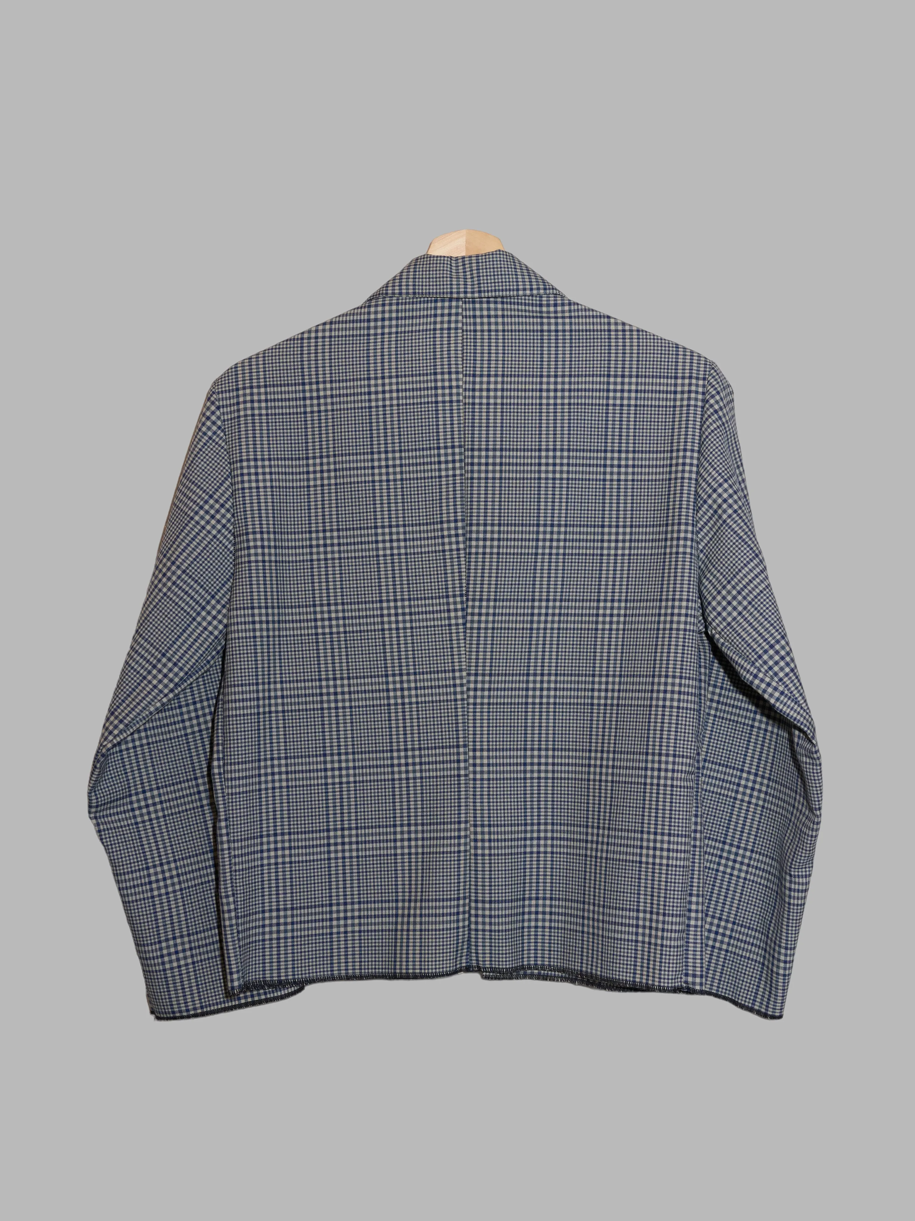 Jean Colonna spring 1994 blue grey plaid wool zip jacket - size M