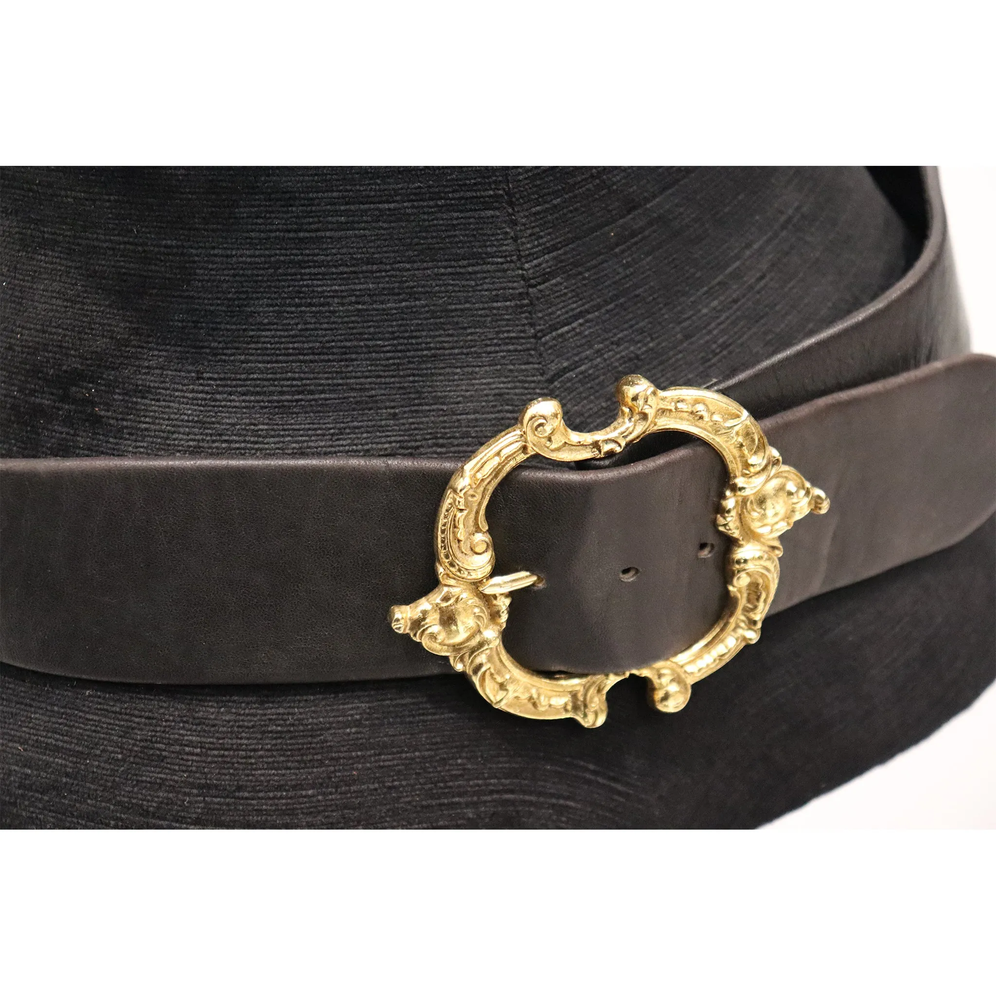 Jean L'Insolite Black Leather Belt W/ Gold Buckle