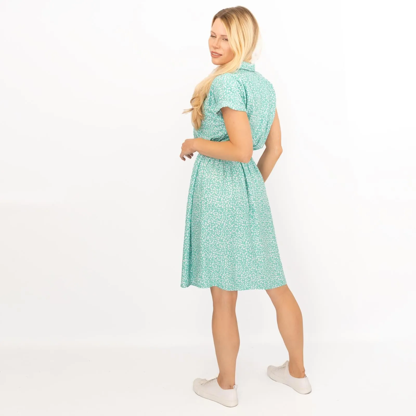 Joules Anne Aqua Green Tie Waist Relaxed Fit Dress