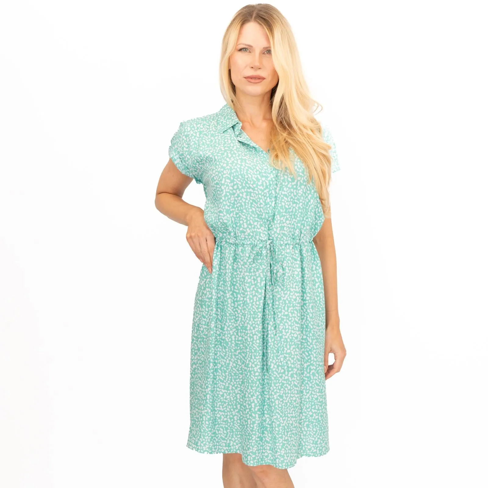 Joules Anne Aqua Green Tie Waist Relaxed Fit Dress