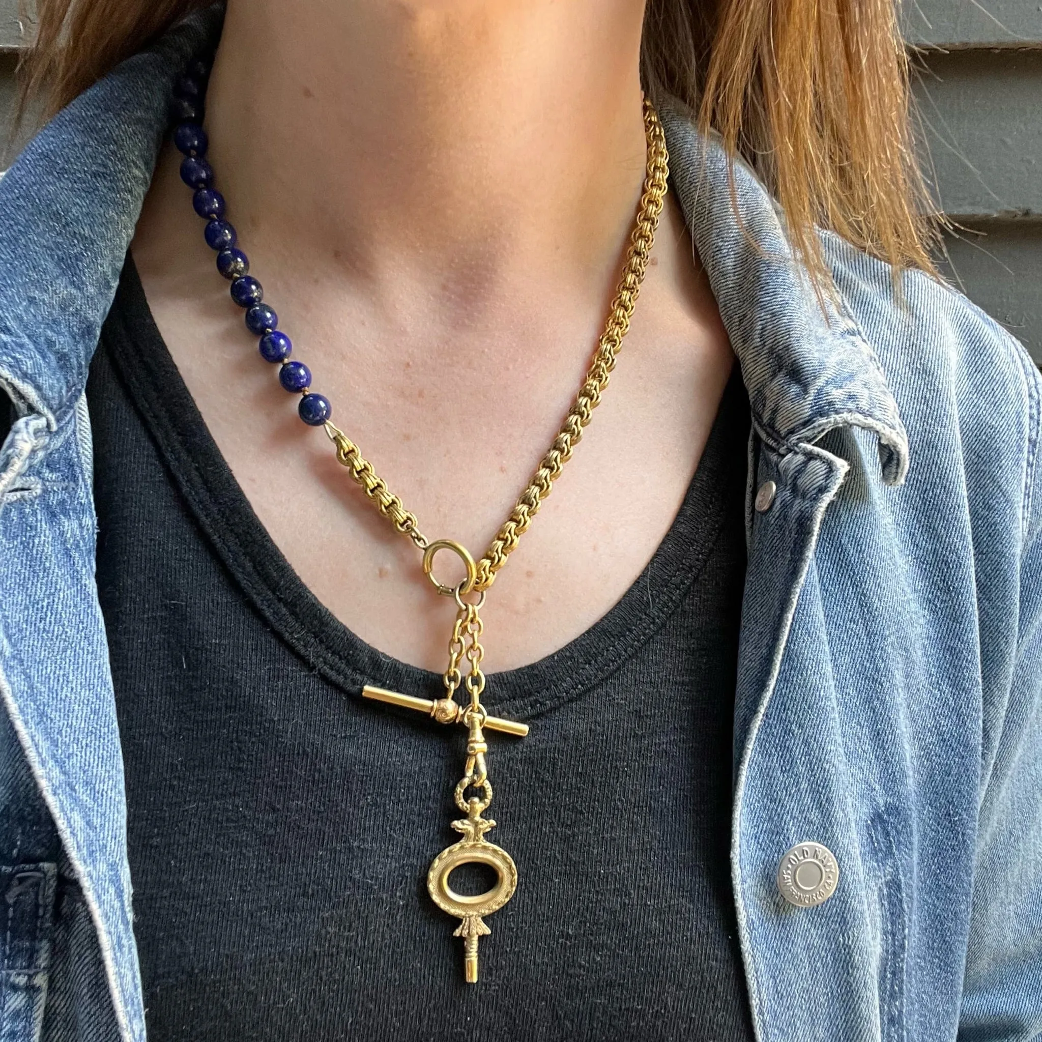 Lapis Beads & Ornate Antique Married Chain by Ancient Influences