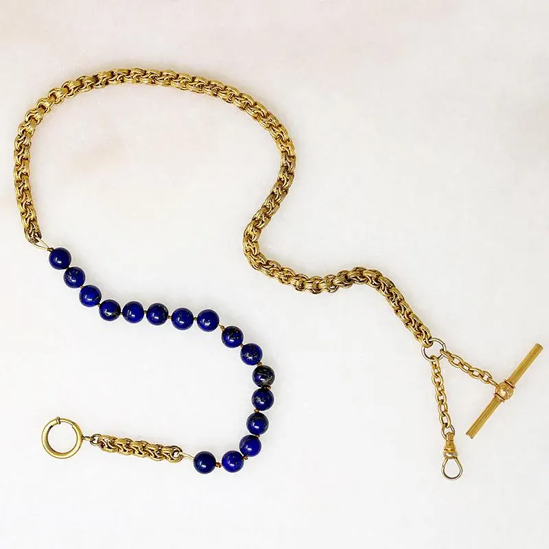 Lapis Beads & Ornate Antique Married Chain by Ancient Influences