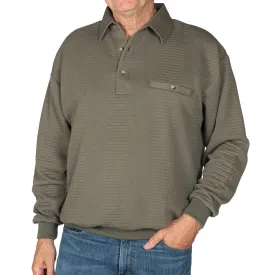 LD Sport Solid Textured Long Sleeve Banded Bottom Shirt - 6094-950 - Olive Heather