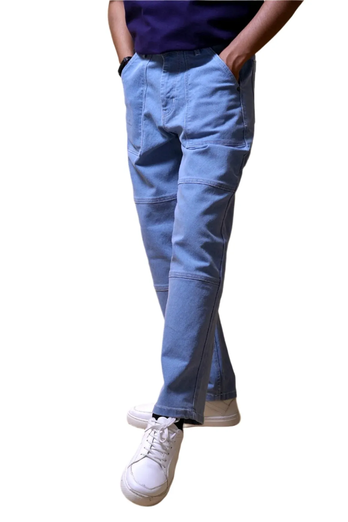 Light Blue Baggy Straight Fit Carpenter Jeans[UNISEX]