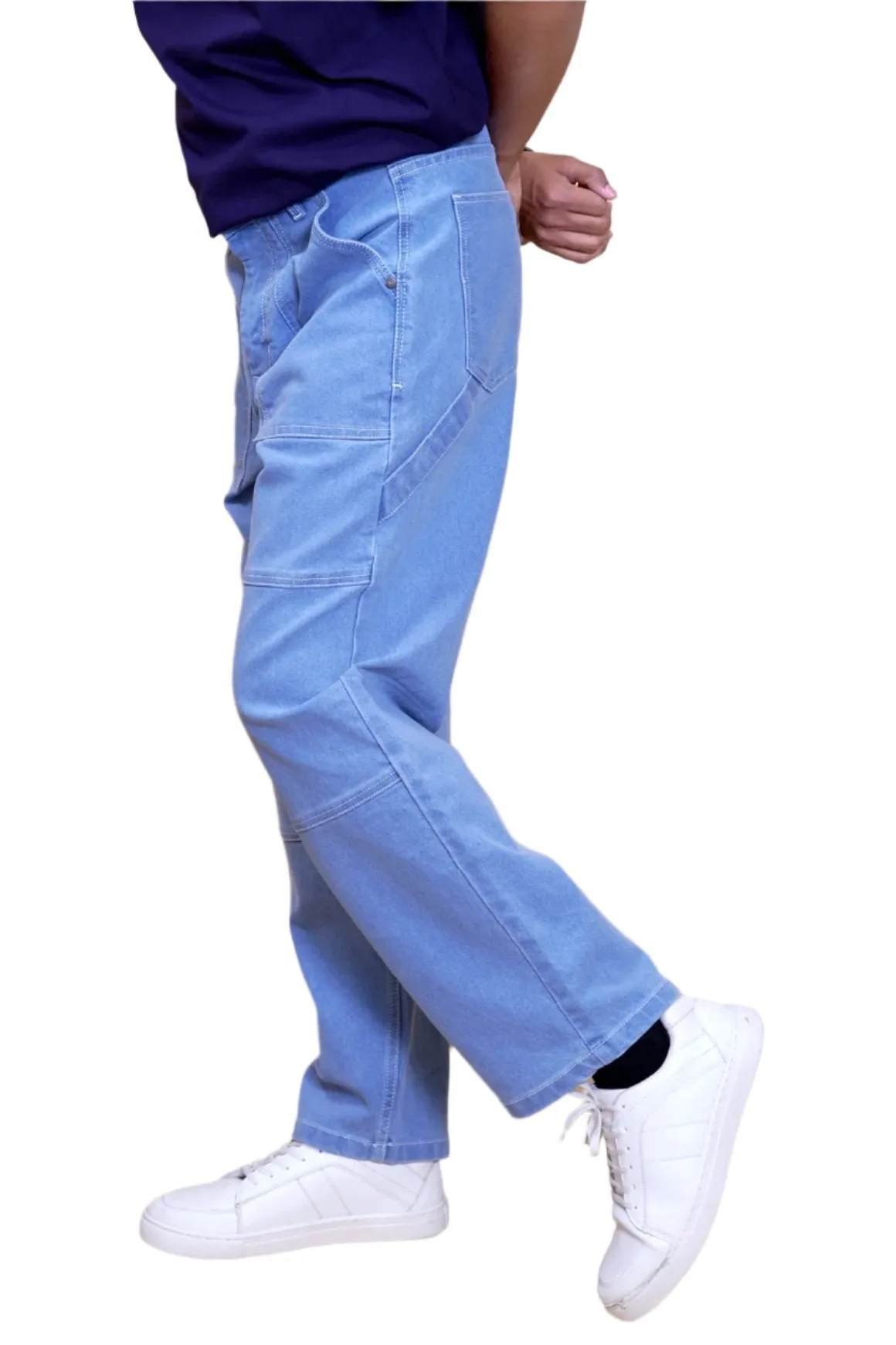 Light Blue Baggy Straight Fit Carpenter Jeans[UNISEX]