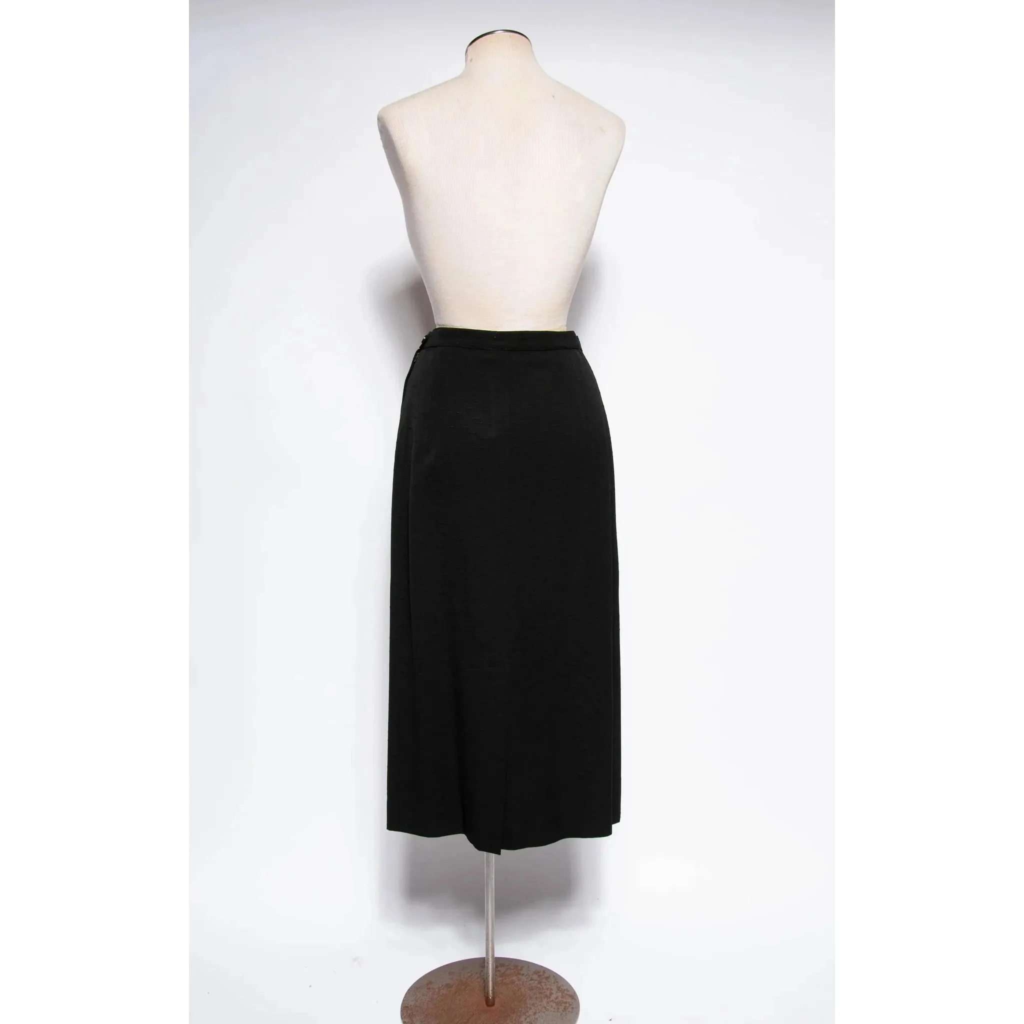 LILLI ANN DOCUMENTED 1953 Black Ripple Wool "New Look" Skirt Suit | Size M/L