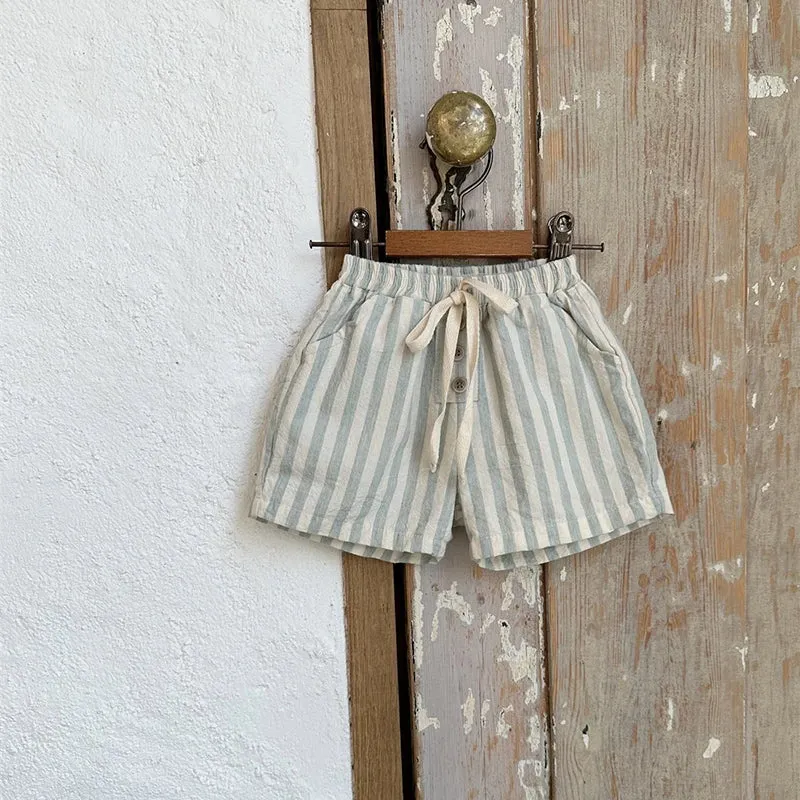 Linen Striped Shorts