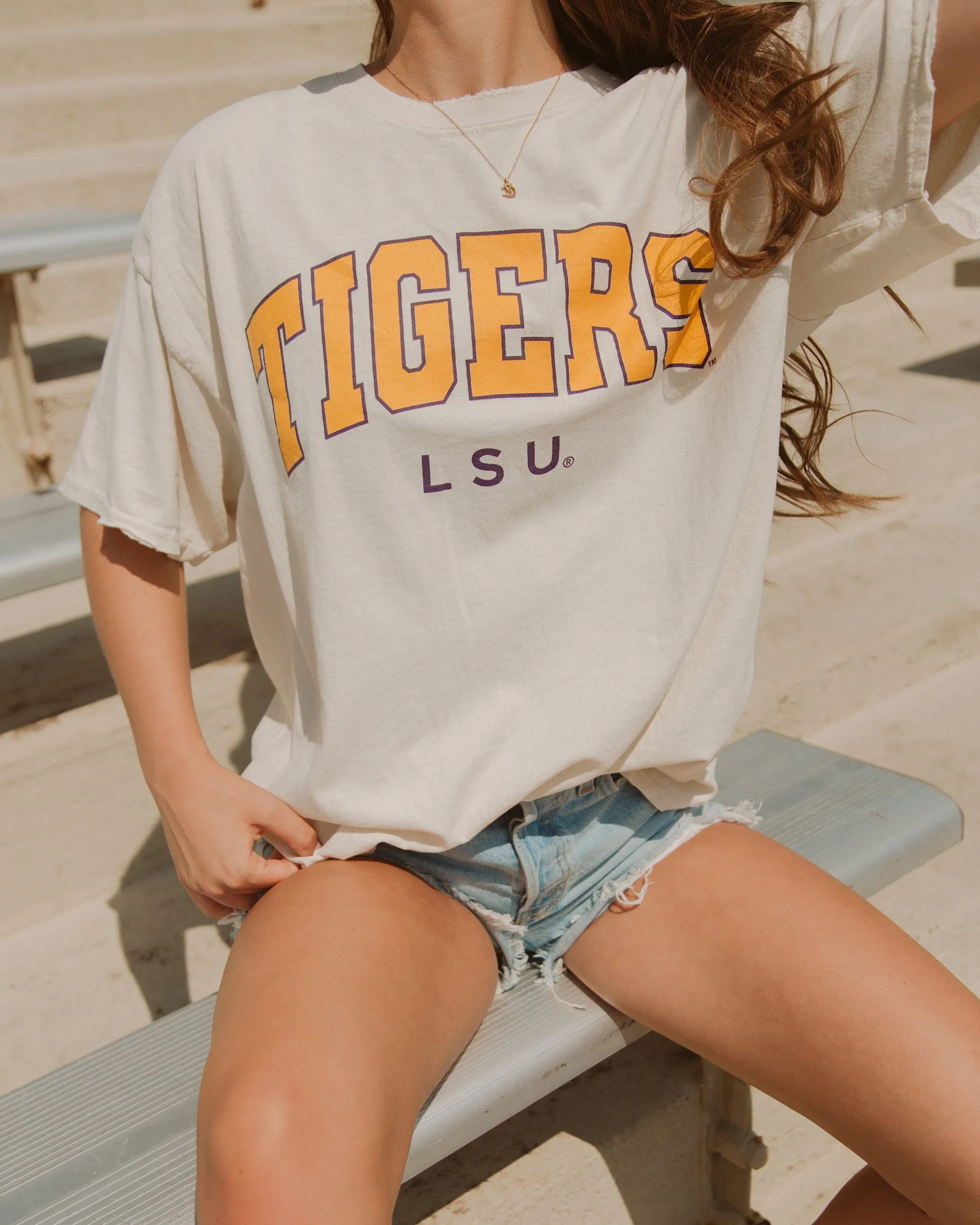 LSU Tigers Filled Gault Off White Thrifted Tee