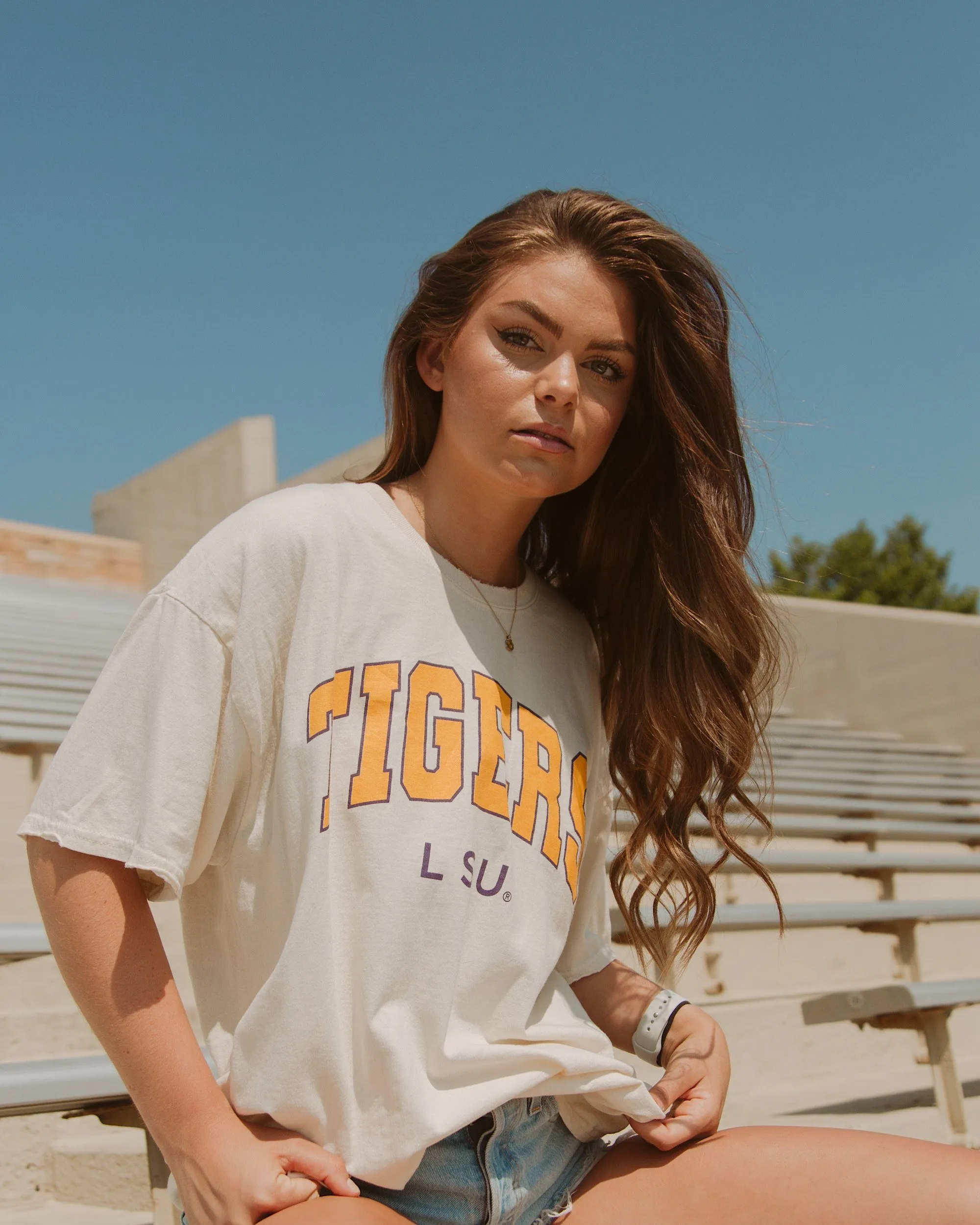 LSU Tigers Filled Gault Off White Thrifted Tee