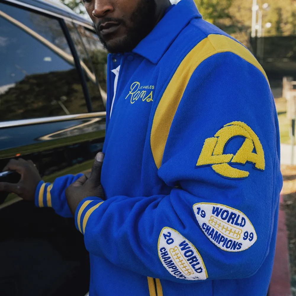 MALBON X RAMS WOOL VARSITY JACKET