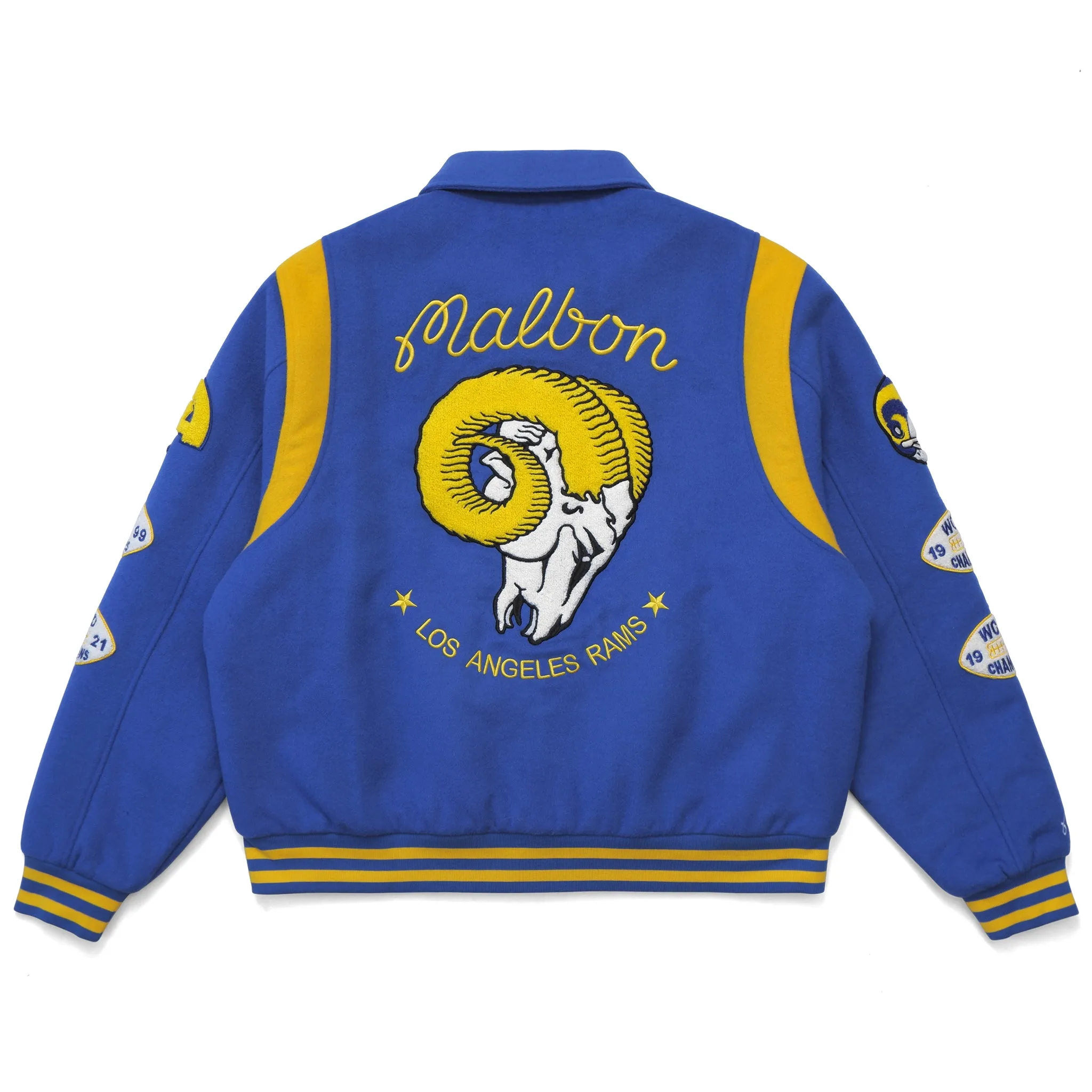 MALBON X RAMS WOOL VARSITY JACKET