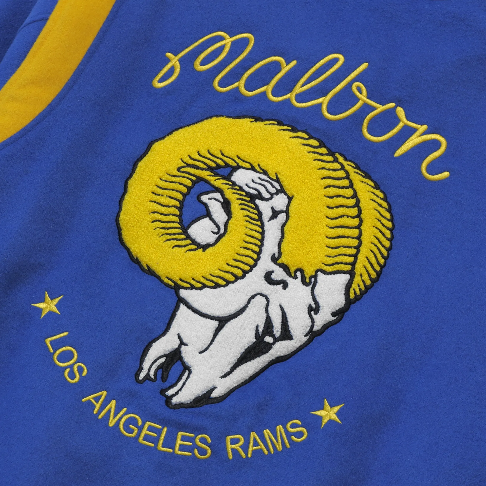 MALBON X RAMS WOOL VARSITY JACKET