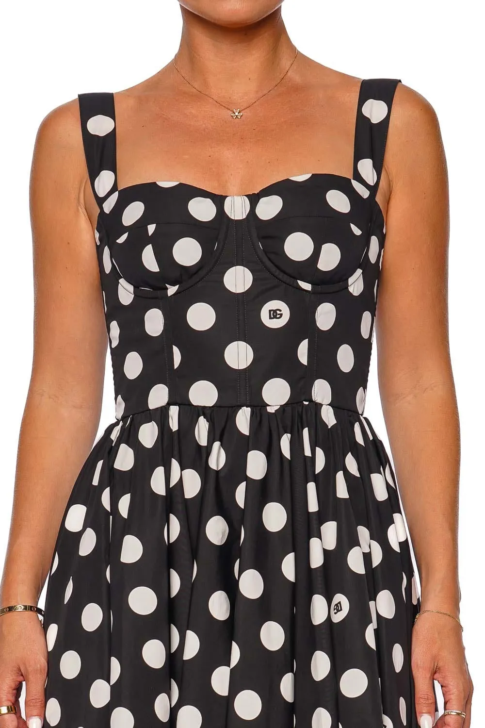 Mambo Italiano Polka Dot Bustier Midi Dress