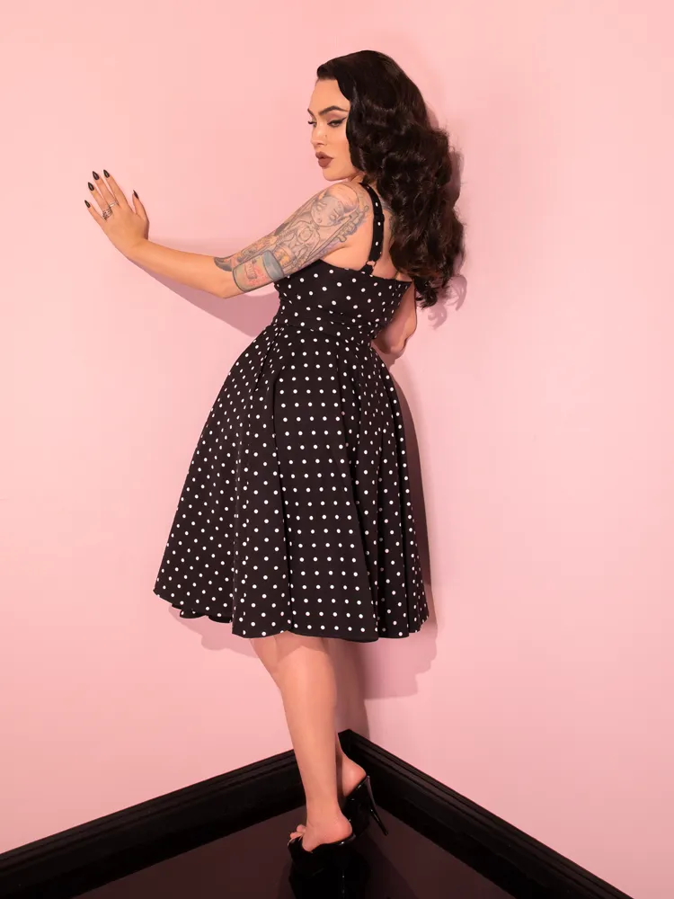 Maneater Swing Dress in Black Polka Dot - Vixen by Micheline Pitt