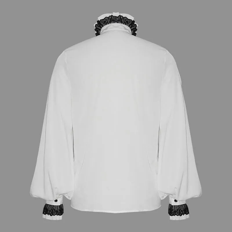 Men's Gothic Contrast Color Falbala Collar Ruffles Puff Sleeves Shirts