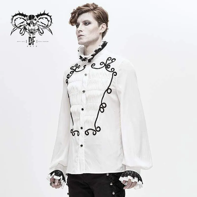 Men's Gothic Contrast Color Falbala Collar Ruffles Puff Sleeves Shirts