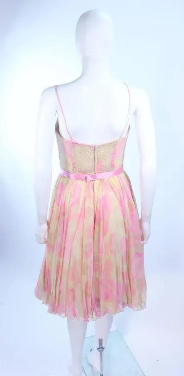 MILDRED Circa 1960s Chiffon Beaded Cocktail Dress Size 2-4