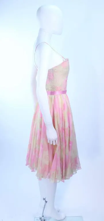 MILDRED Circa 1960s Chiffon Beaded Cocktail Dress Size 2-4