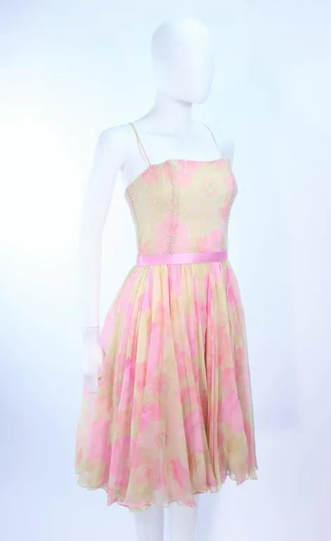 MILDRED Circa 1960s Chiffon Beaded Cocktail Dress Size 2-4