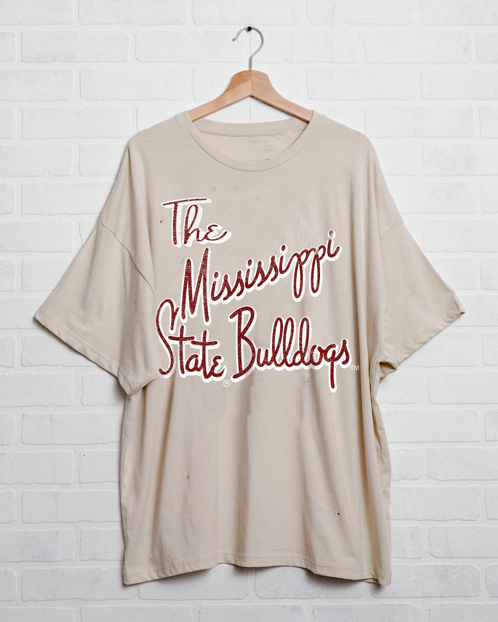 Mississippi State Bulldogs Beverly Off White Thrifted Tee