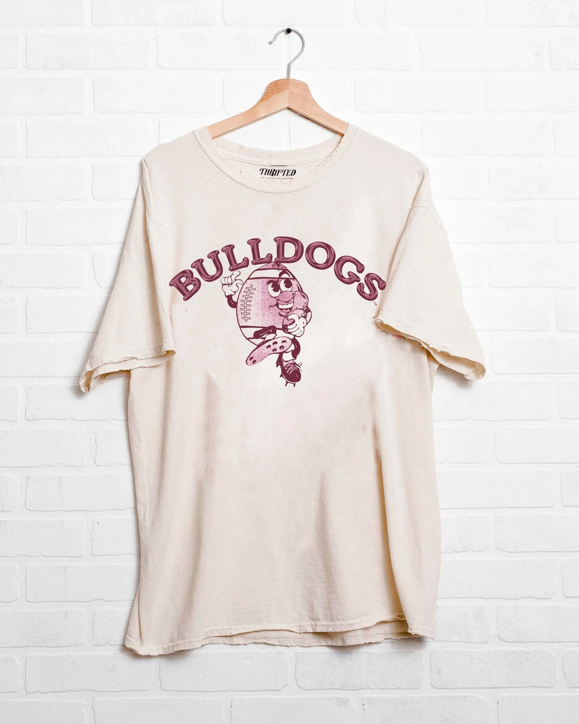 Mississippi State Bulldogs Football Run Off White Thrifted Tee