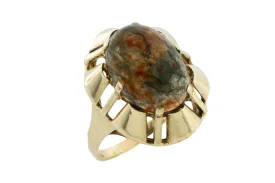 Moss agate ring in 14 carat gold