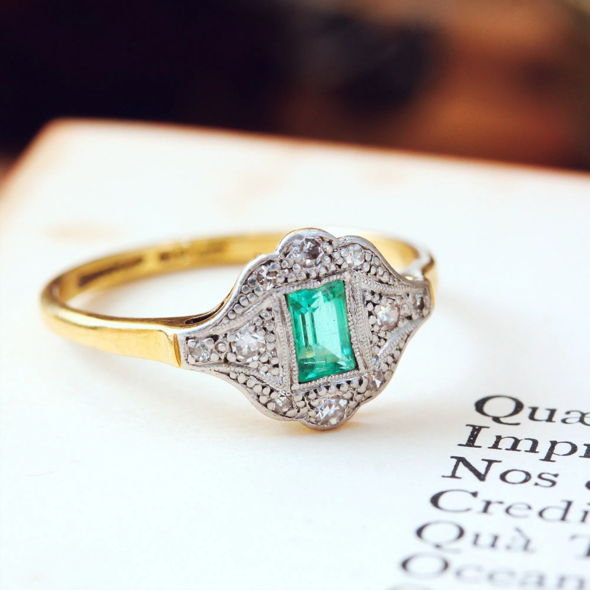 Much Sought After 1920's Emerald & Diamond Ring