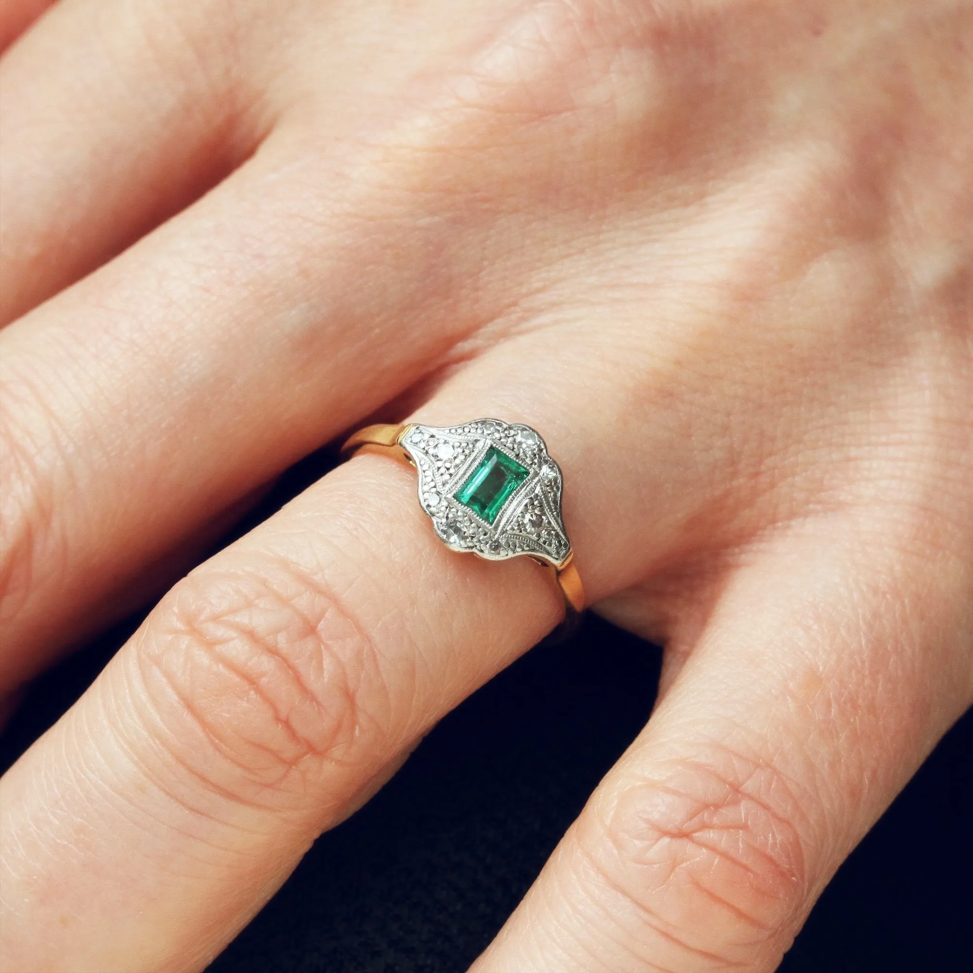 Much Sought After 1920's Emerald & Diamond Ring