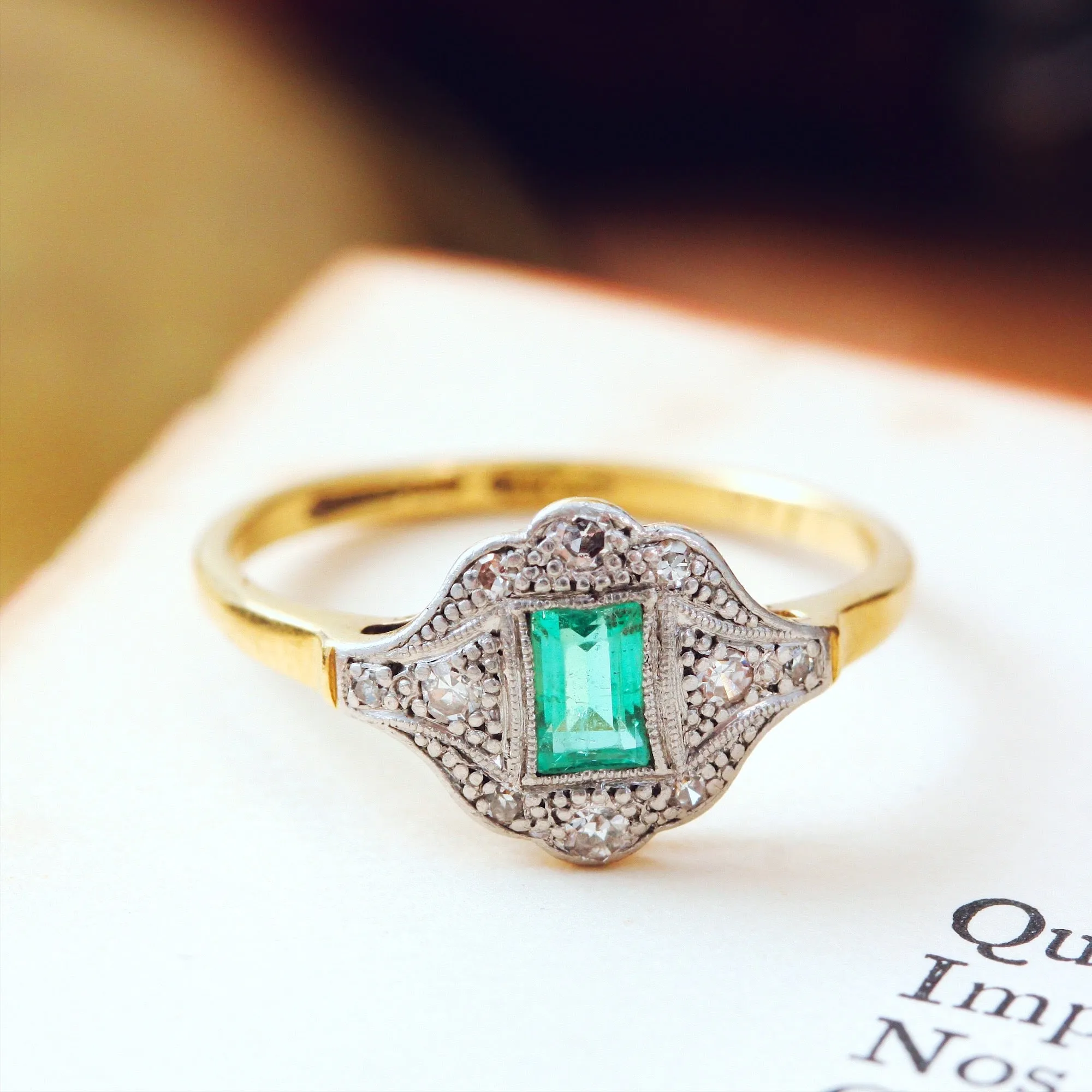 Much Sought After 1920's Emerald & Diamond Ring