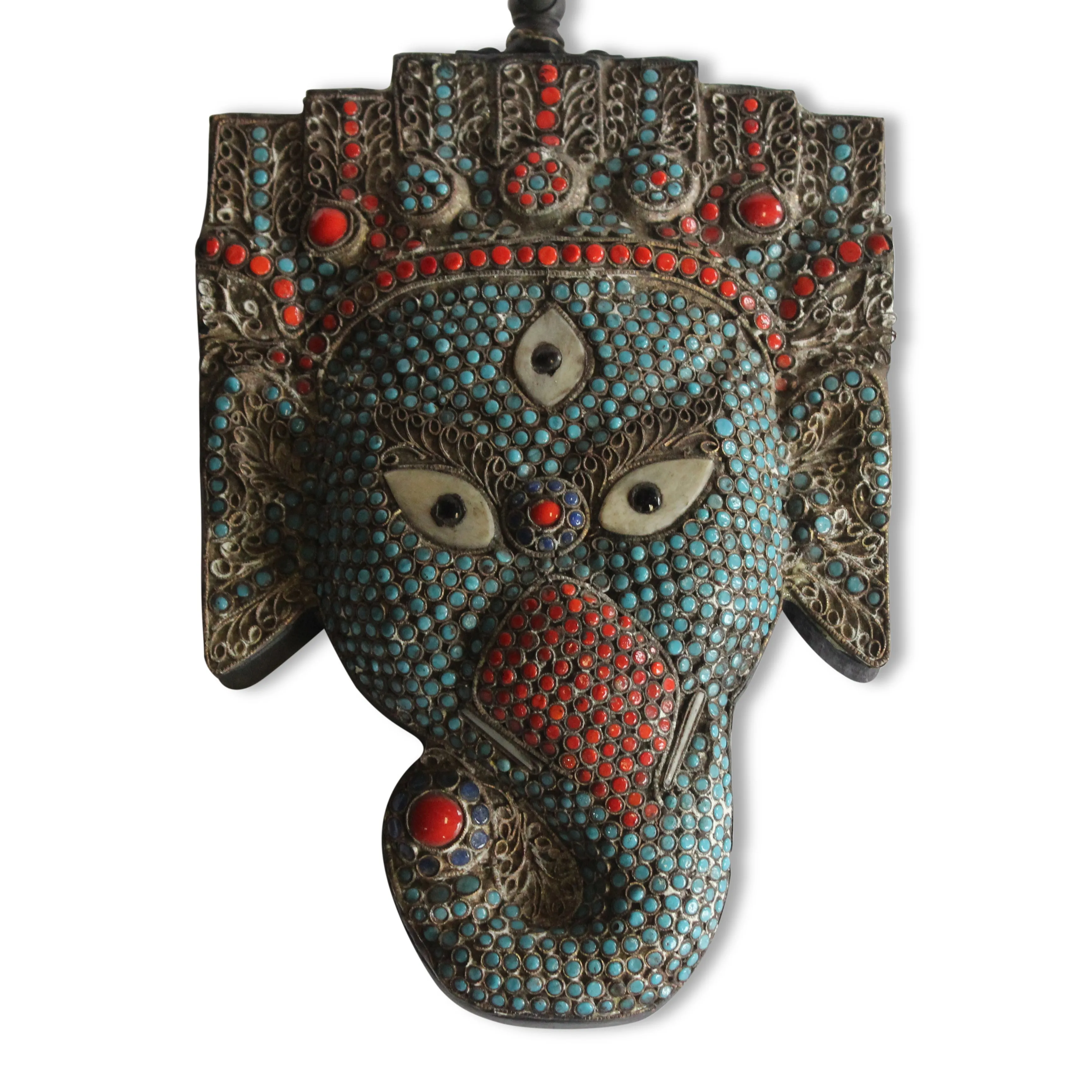 Pair of Inlaid Elephant Mask Indian Wall Sconces