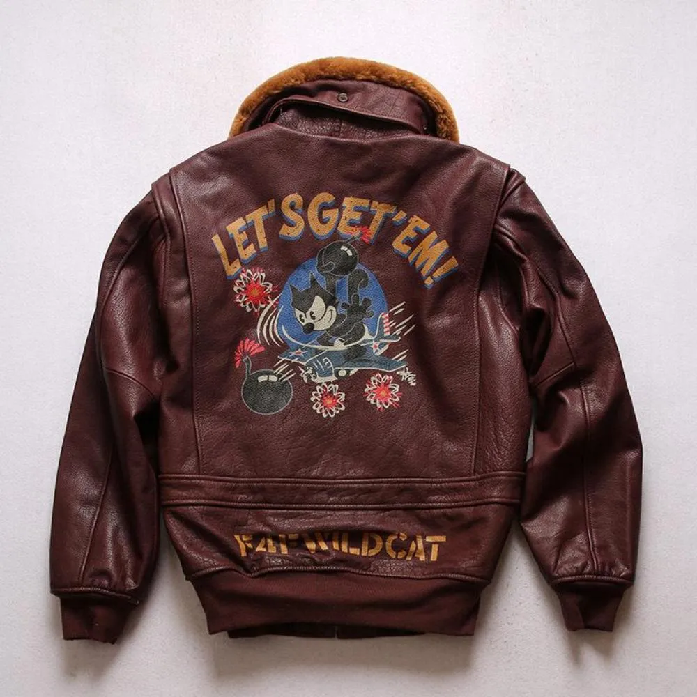 Phil the Cat Air Force leather jacket