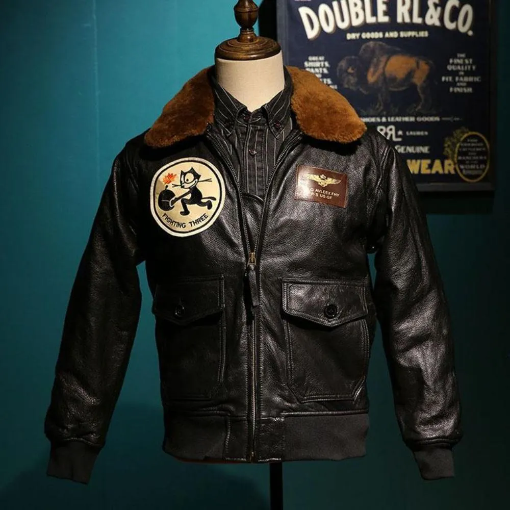 Phil the Cat Air Force leather jacket