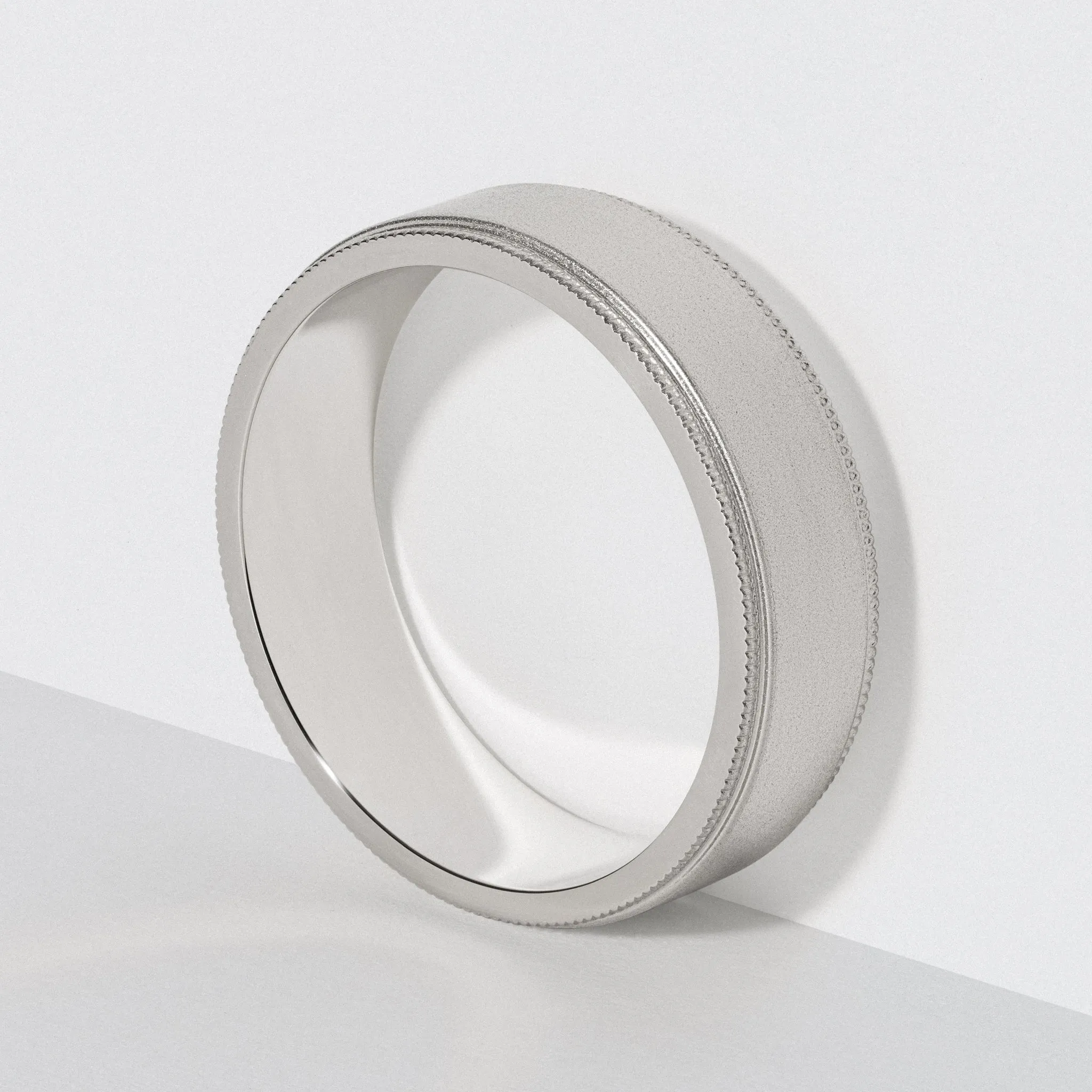 Platinum Flat Milgrain Wedding Band - Matte 6mm