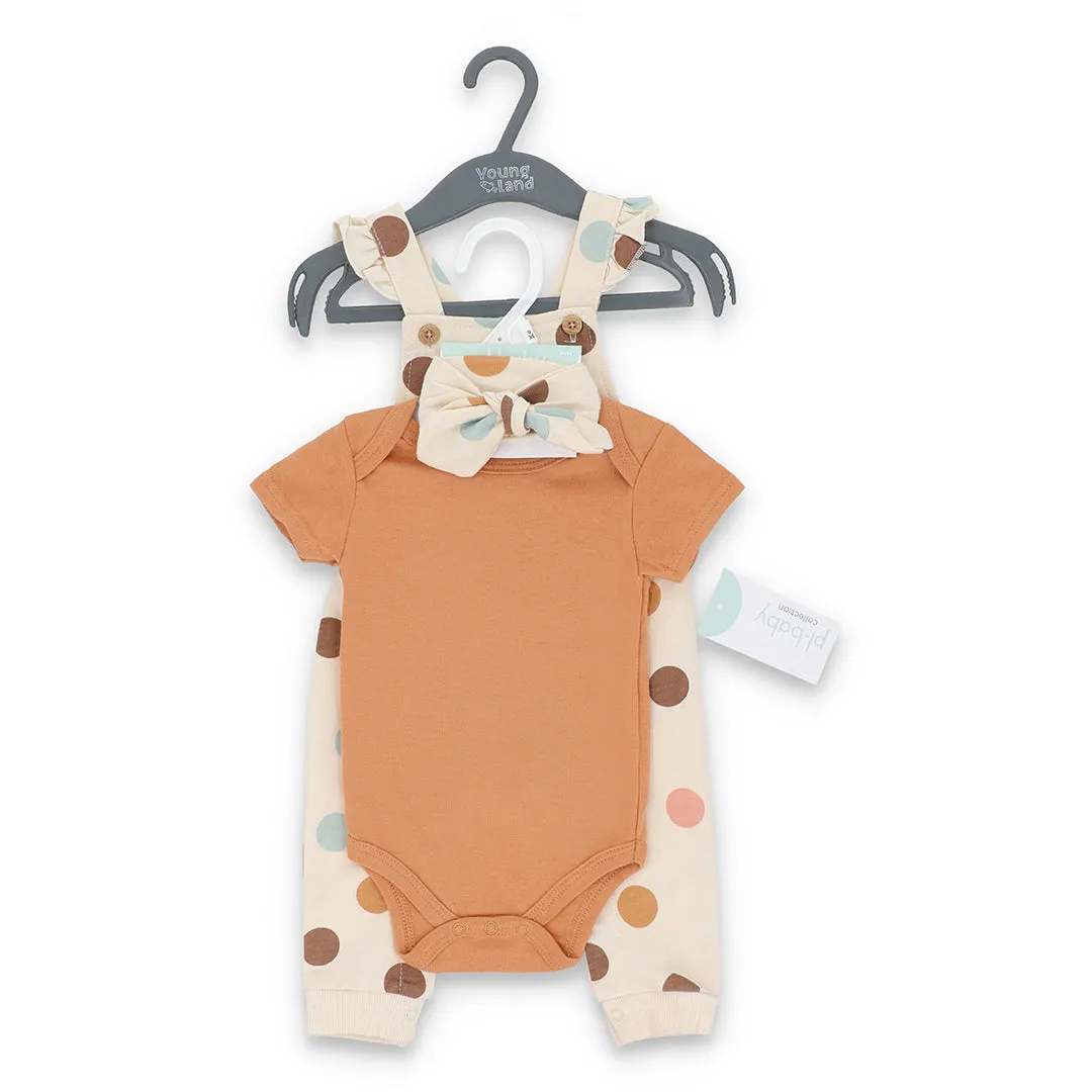 Playtime Polkas-3 Piece Dungaree Set