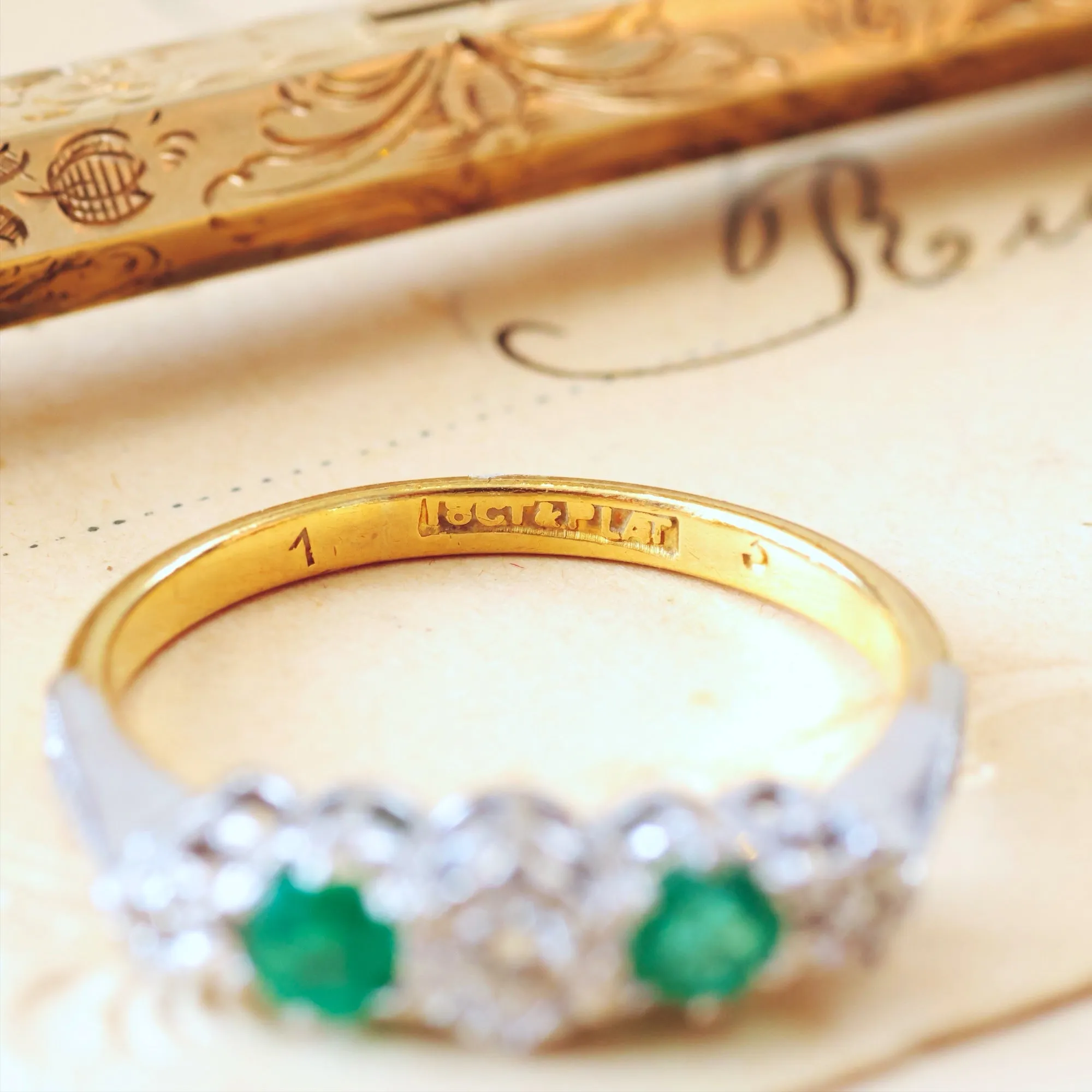 Pretty Vintage Emerald & Diamond Engagement Ring