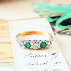 Pretty Vintage Emerald & Diamond Engagement Ring