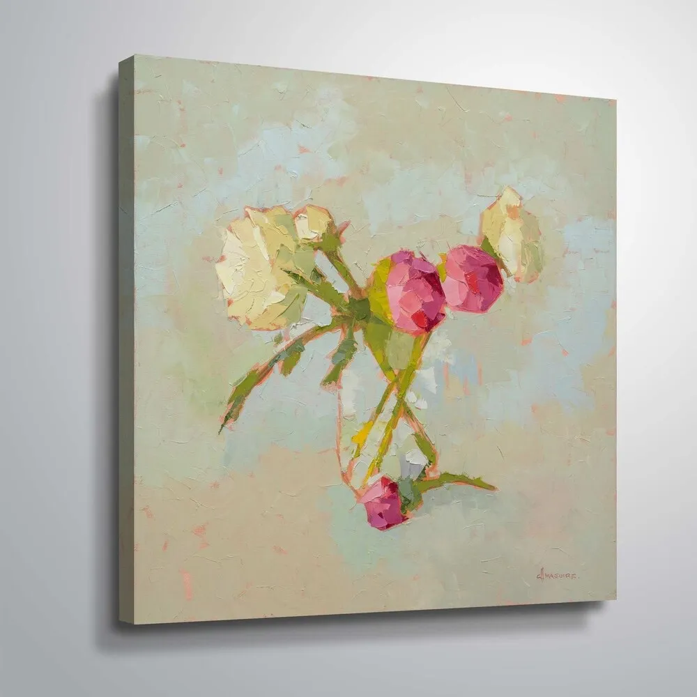 " Peonies In Glass" Gallery Wrapped Canvas