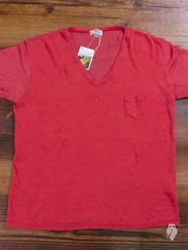 "Organic Linen" T-Shirt in Scarlet