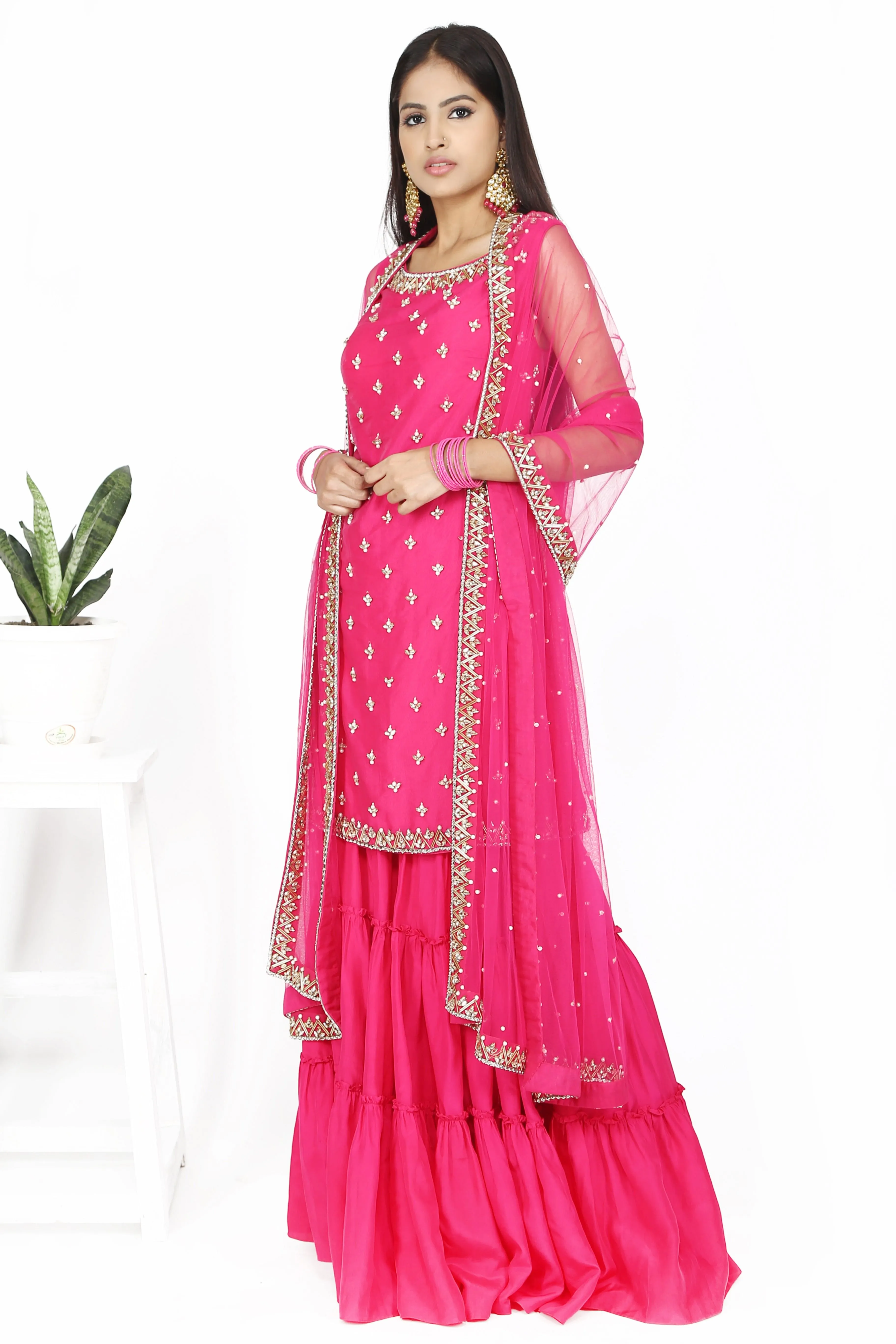 Rani pink flare sharara set.