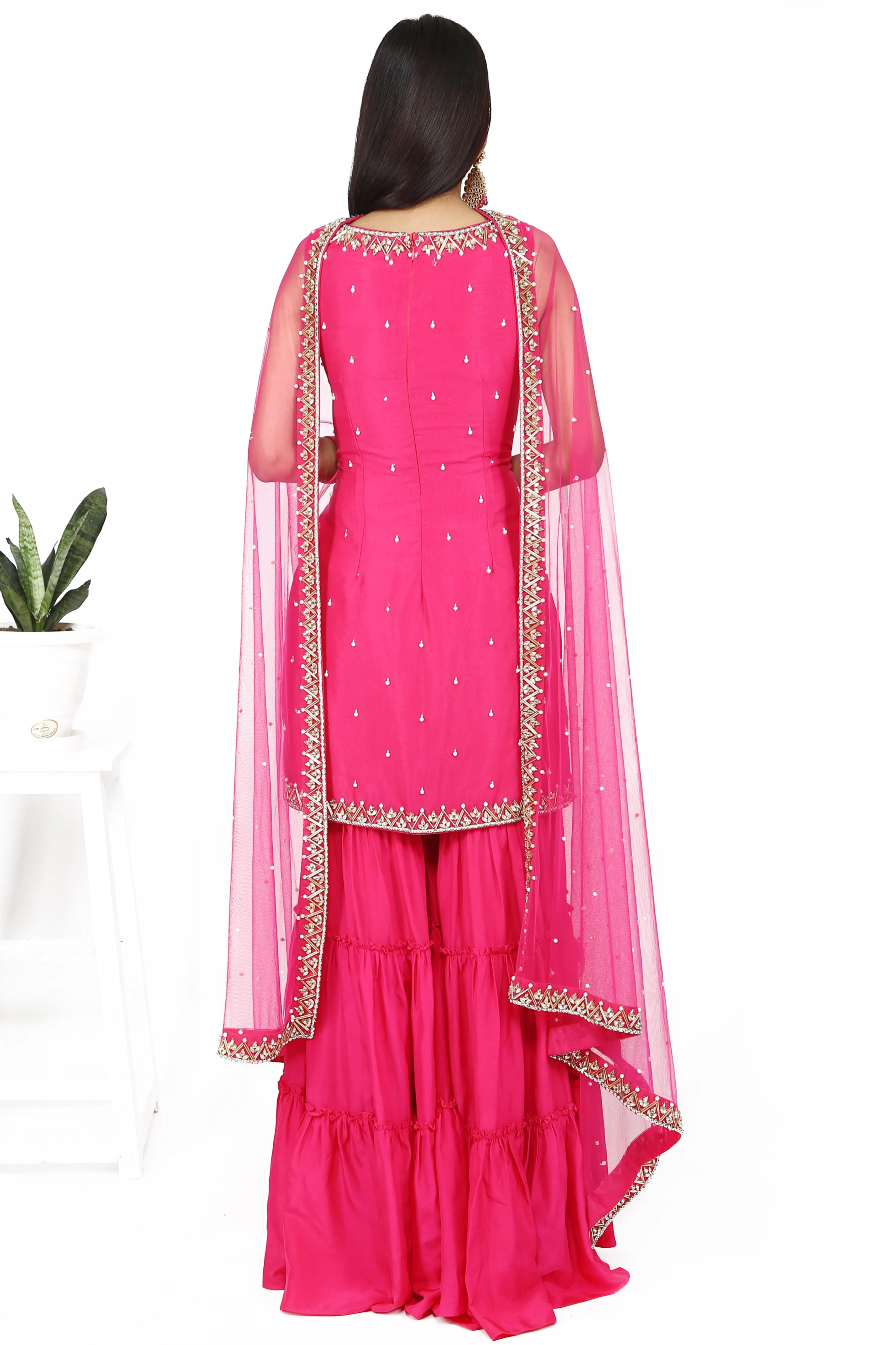 Rani pink flare sharara set.